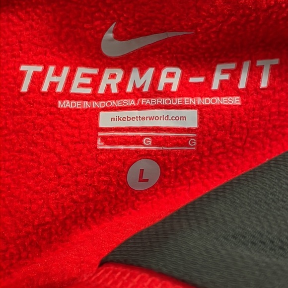 Therma-Fit Nike Size Large Red and Gray Hoodie Sweatshirt Kangaroo Pocket - Picture 13 of 13